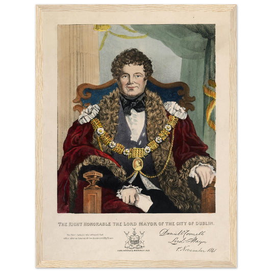 Daniel O’Connell Lord Mayor print in natural wood frame with plexiglass.