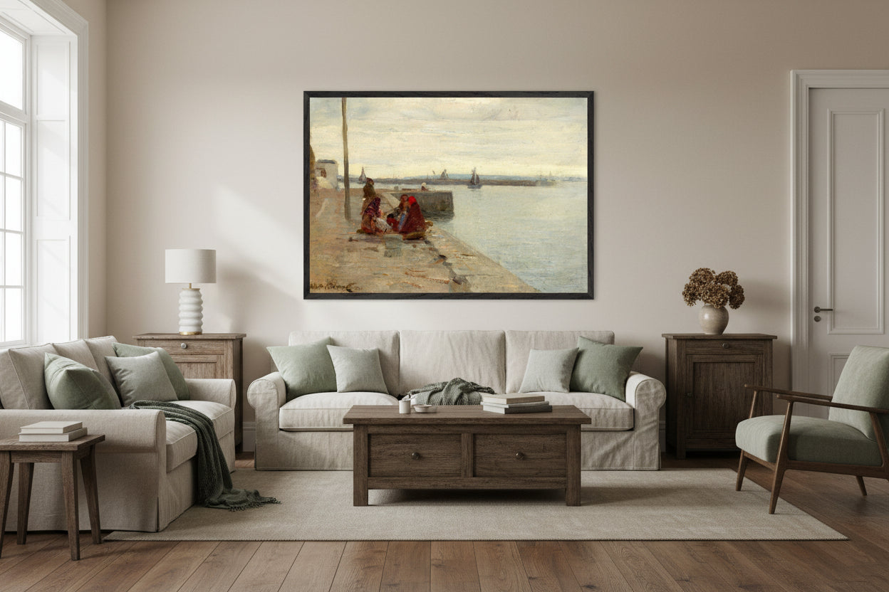 Women on a Galway Quayside by Irish Artist Walter Frederick Osborne Art Print