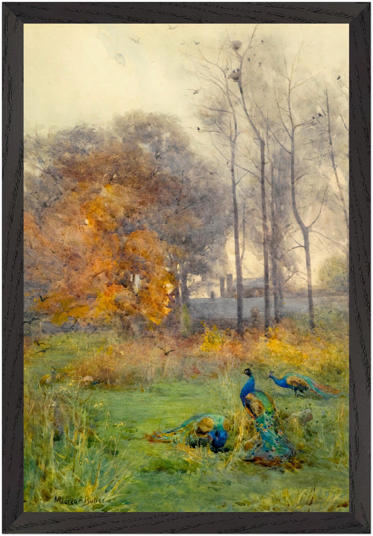 Autumn Days (1928) by Mildred Anne Butler, Collector’s Edition art print in a black gallery frame