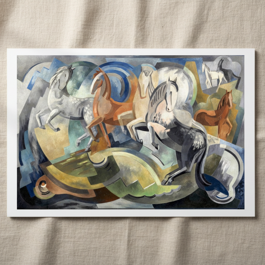 Irish modernist abstract art print Achill Horses by Mainie Jellett – Collector’s Edition wall art