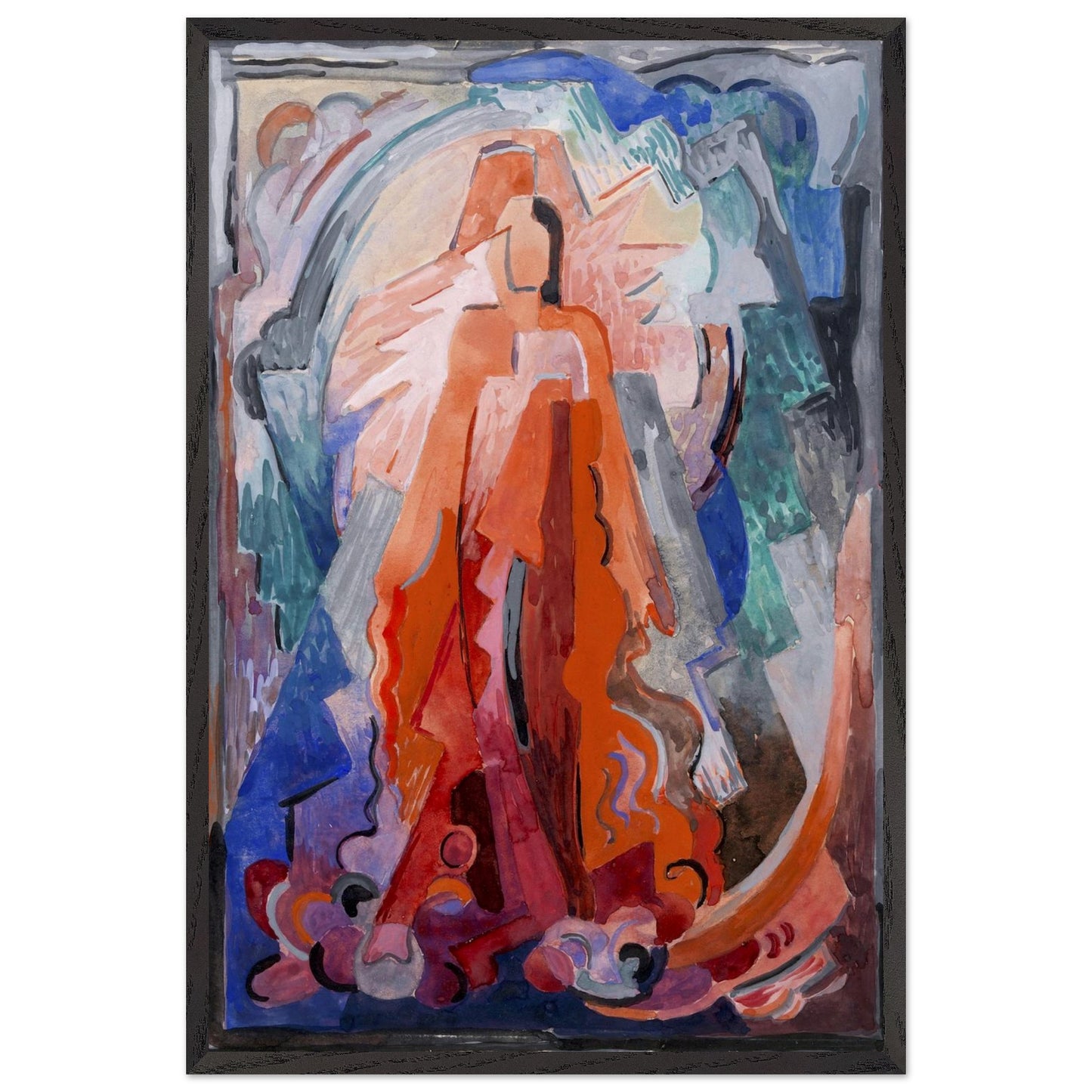 I Have Trodden the Winepress Alone by Mainie Jellett – black framed Irish Modernist religious art reproduction