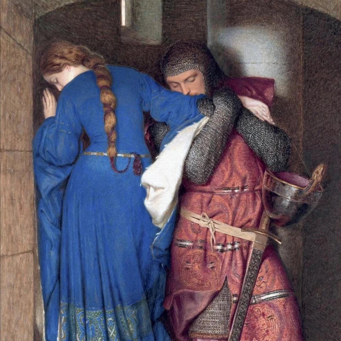 Hellelil and Hildebrand, the Meeting on the Turret Stairs by Irish Artist Frederic William Burton Art Print