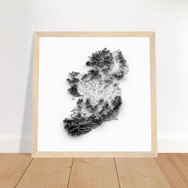 Explore the picturesque landscapes of Ireland with our stunning shaded relief map! This 3D illustration showcases the country's rolling hills, majestic mountains, and intricate coastlines in intricate detail.