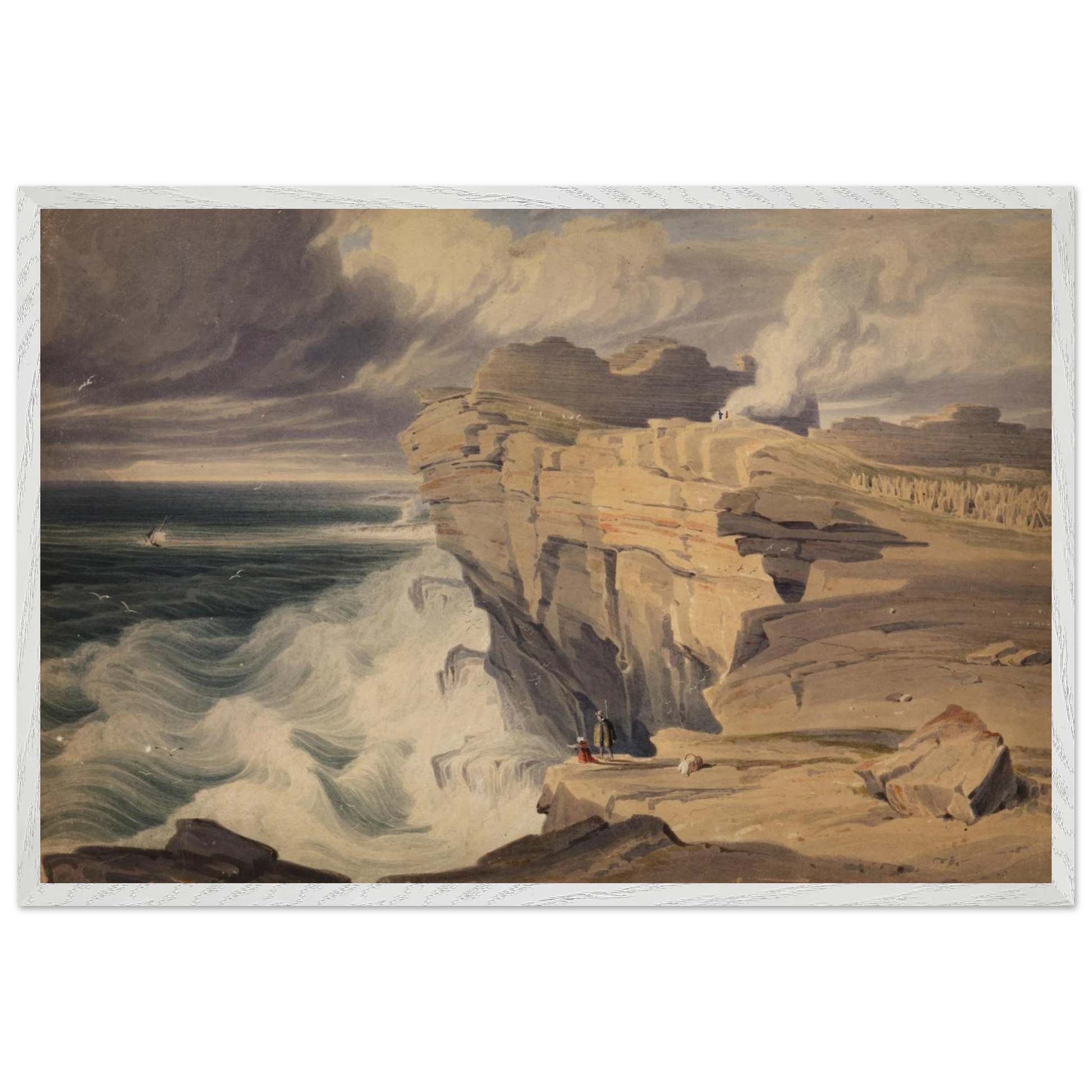 60×90 cm – Dún Aonghasa, Inis Mór by George Petrie – 60×90 cm white frame museum-quality art print