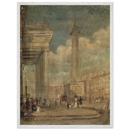 Large 60×80 cm framed print of A View of O’Connell Street, Dublin by George Petrie in a white wood frame.
