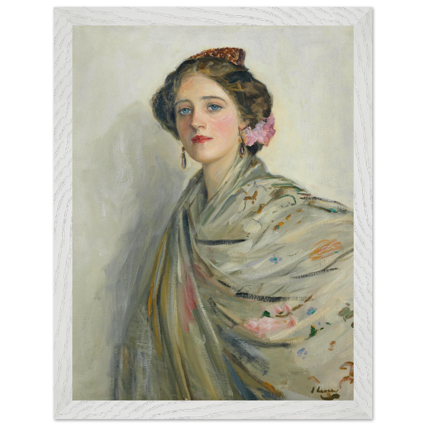 A Fair Spaniard, Mrs Chowne Irish portrait art print in white gallery frame 30x40 cm Collector’s Edition