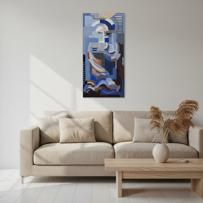 Abstract (1932) by Mainie Jellett – Collector’s Edition canvas art print, front view, blue and grey geometric Irish modernist composition.