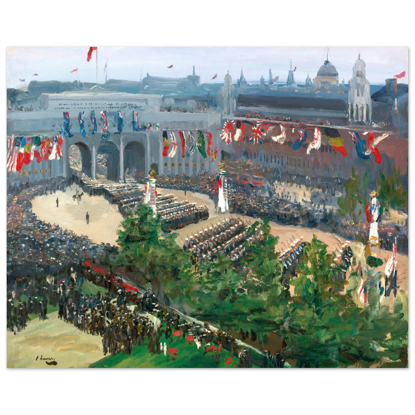 Admiralty Arch, Victory Parade, 19th July 1919 by Irish Artist John Lavery Art Print