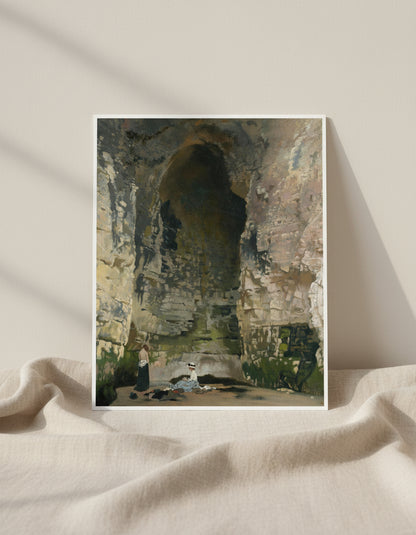 Digby Cave – Sir William Orpen Collector’s Edition Art Print 40×50 cm unframed archival print resting on light linen fabric. Soft natural daylight, gentle shadows, artisanal fine-art photography style.
