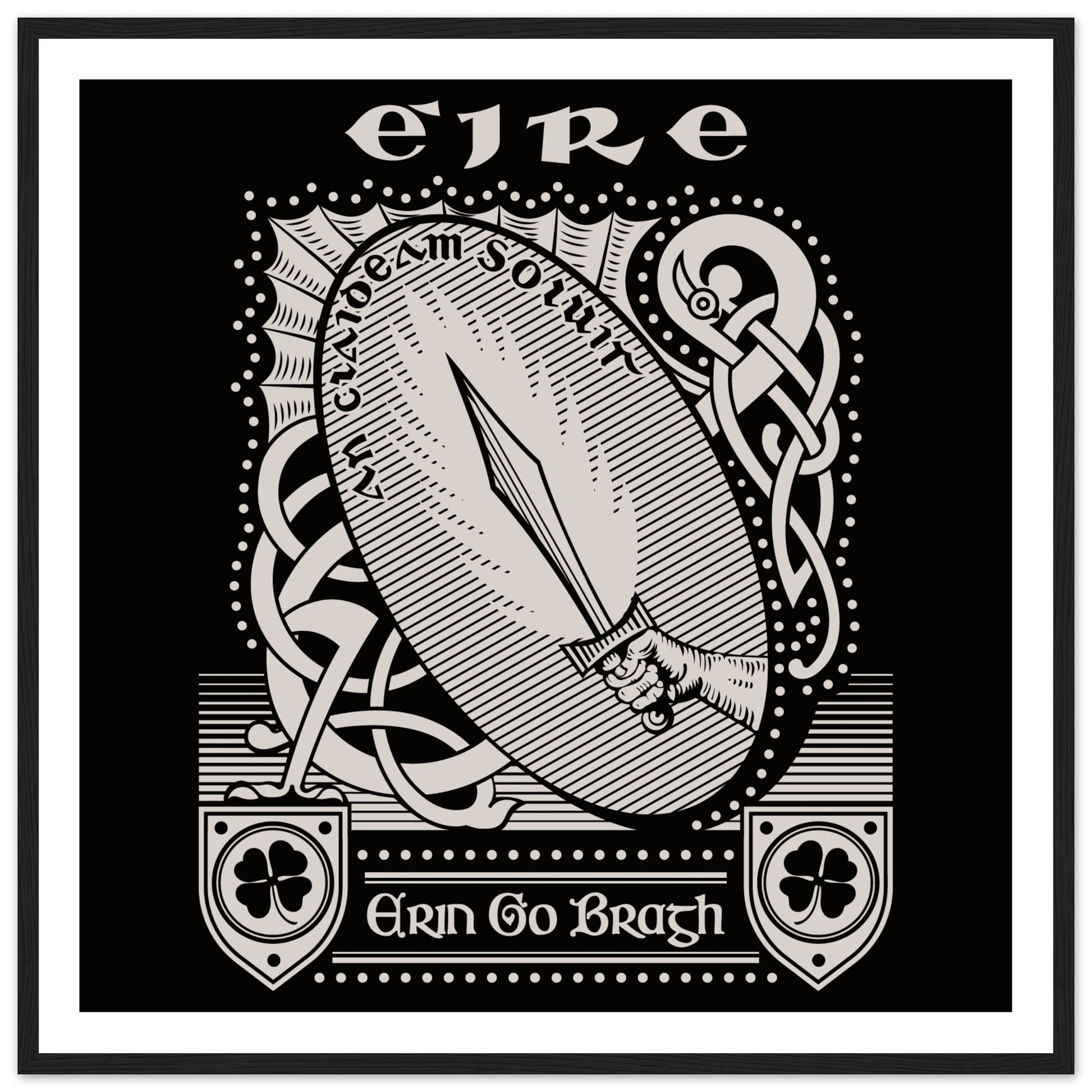 Framed Erin Go Bragh – “Ireland Forever” art print on 200 gsm matte paper, celebrating Irish heritage and culture.