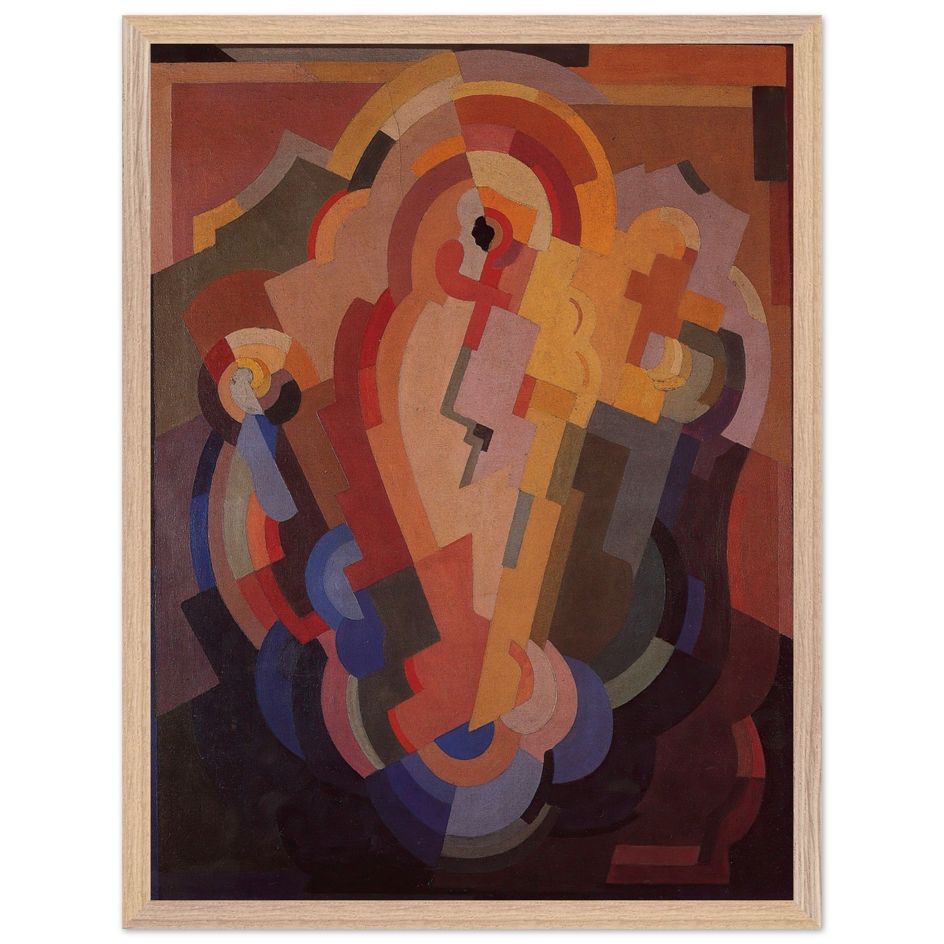 Mainie Jellett abstract art above marble sideboard in modern penthouse dining room with city view.