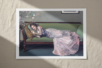 The Green Sofa by Sir John Lavery — A3 unframed Irish art print on linen, archival fine art reproduction, Buy Irish Art