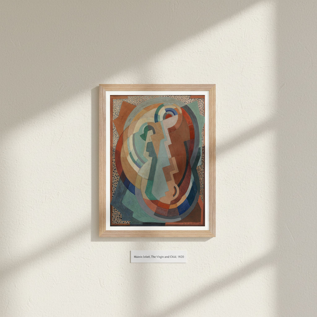 The Virgin and Child by Mainie Jellett – natural wood framed Irish Modernism print