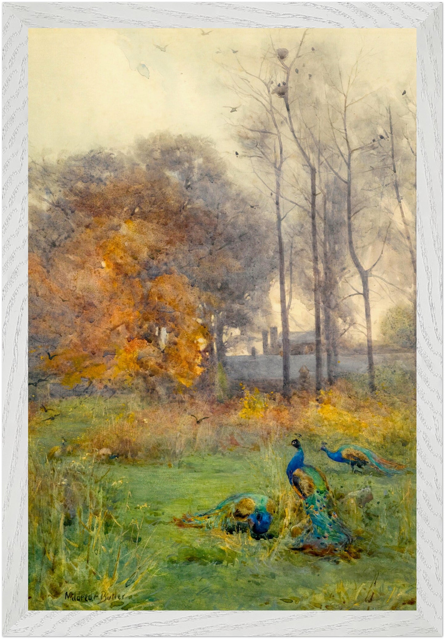 Autumn Days (1928) by Mildred Anne Butler, Collector’s Edition art print in a white gallery frame
