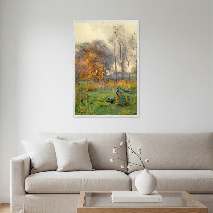 Autumn Days (1928) by Mildred Anne Butler in a white frame styled in a Scandinavian living room interior