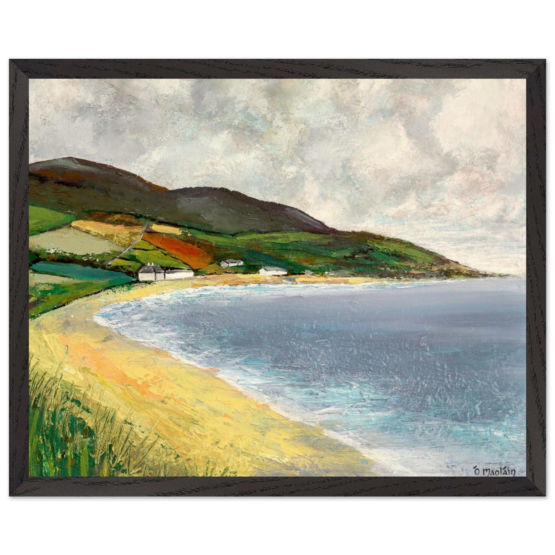 Cushendun Beach by Ó Maoláin framed art print in black 40x50cm