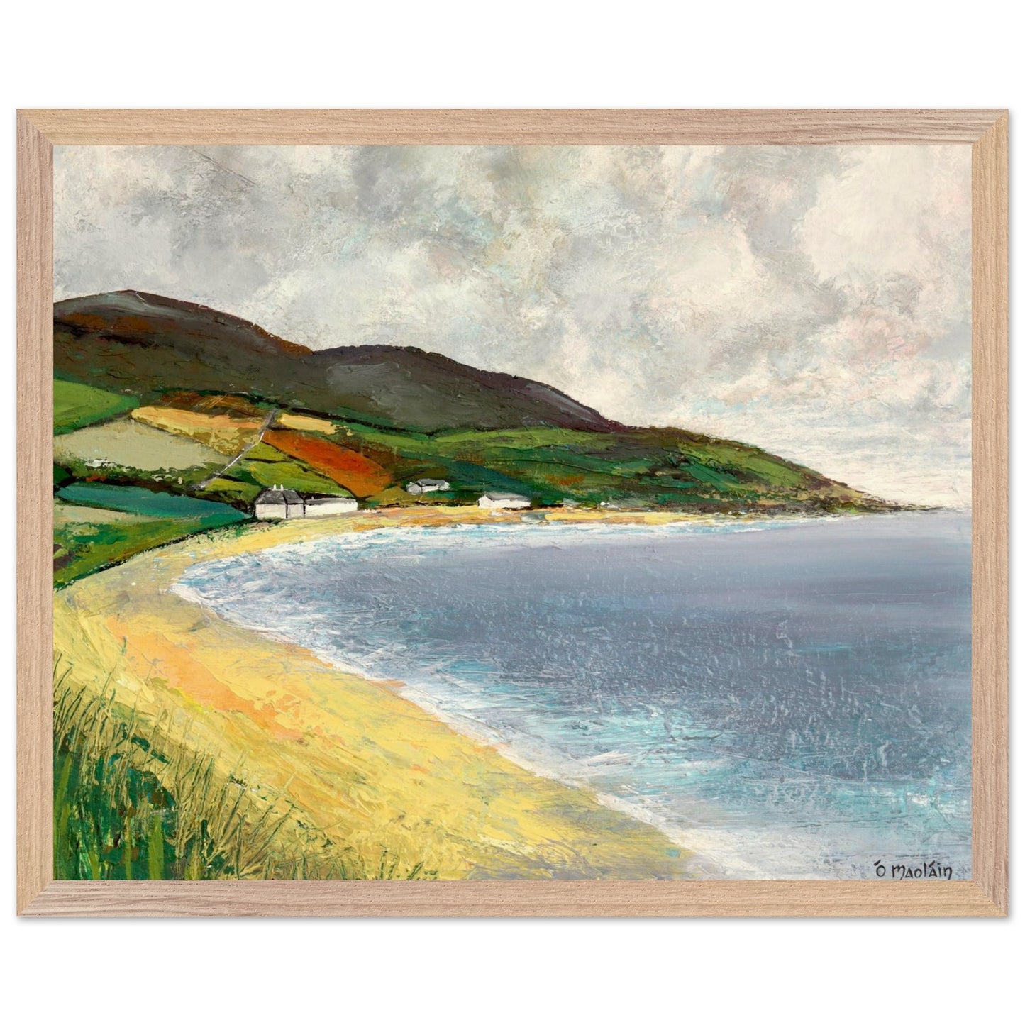 Cushendun Beach by Ó Maoláin framed art print in natural oak 40x50cm
