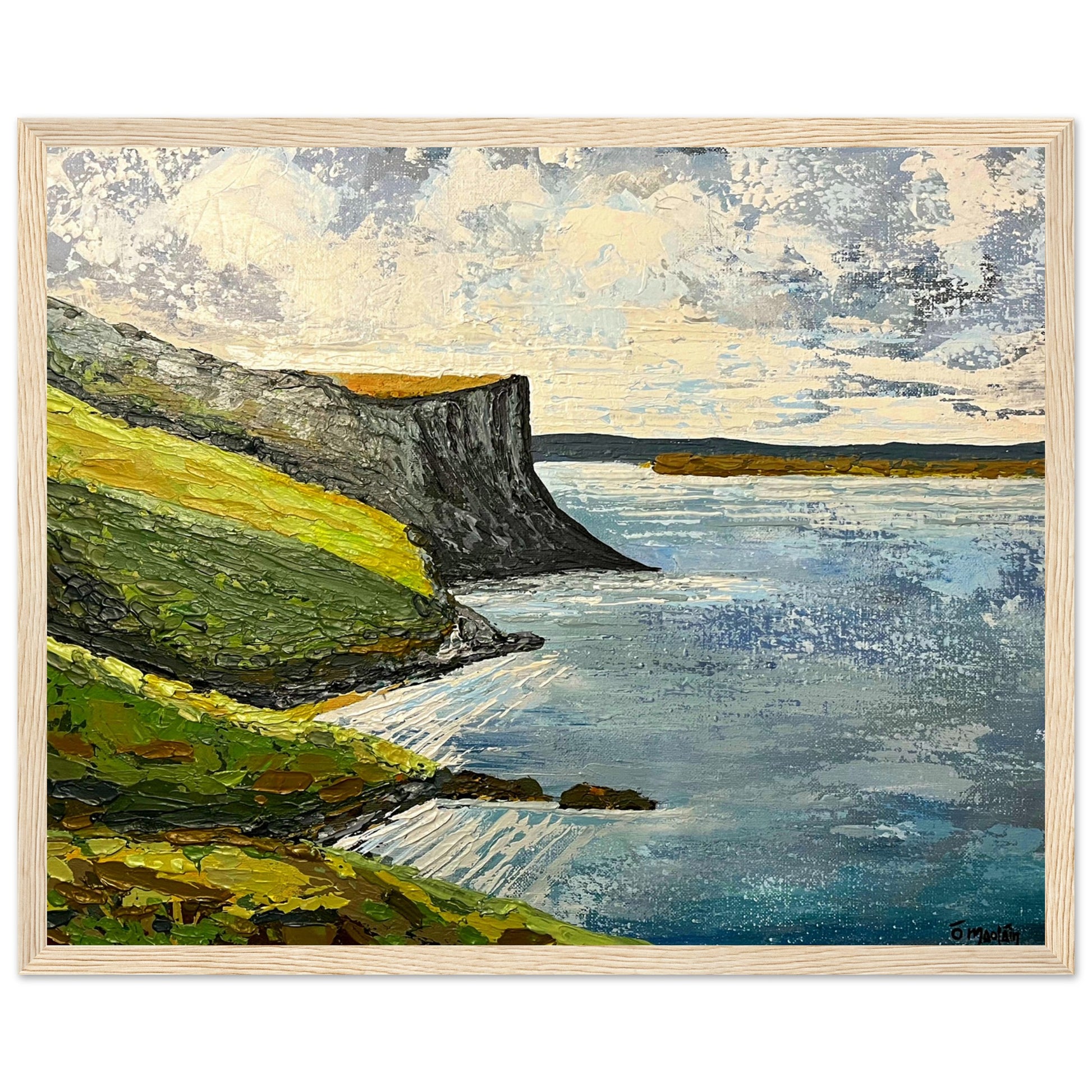 Murlough Bay and Fair Head 40x50 cm art print in natural oak frame by Ó Maoláin