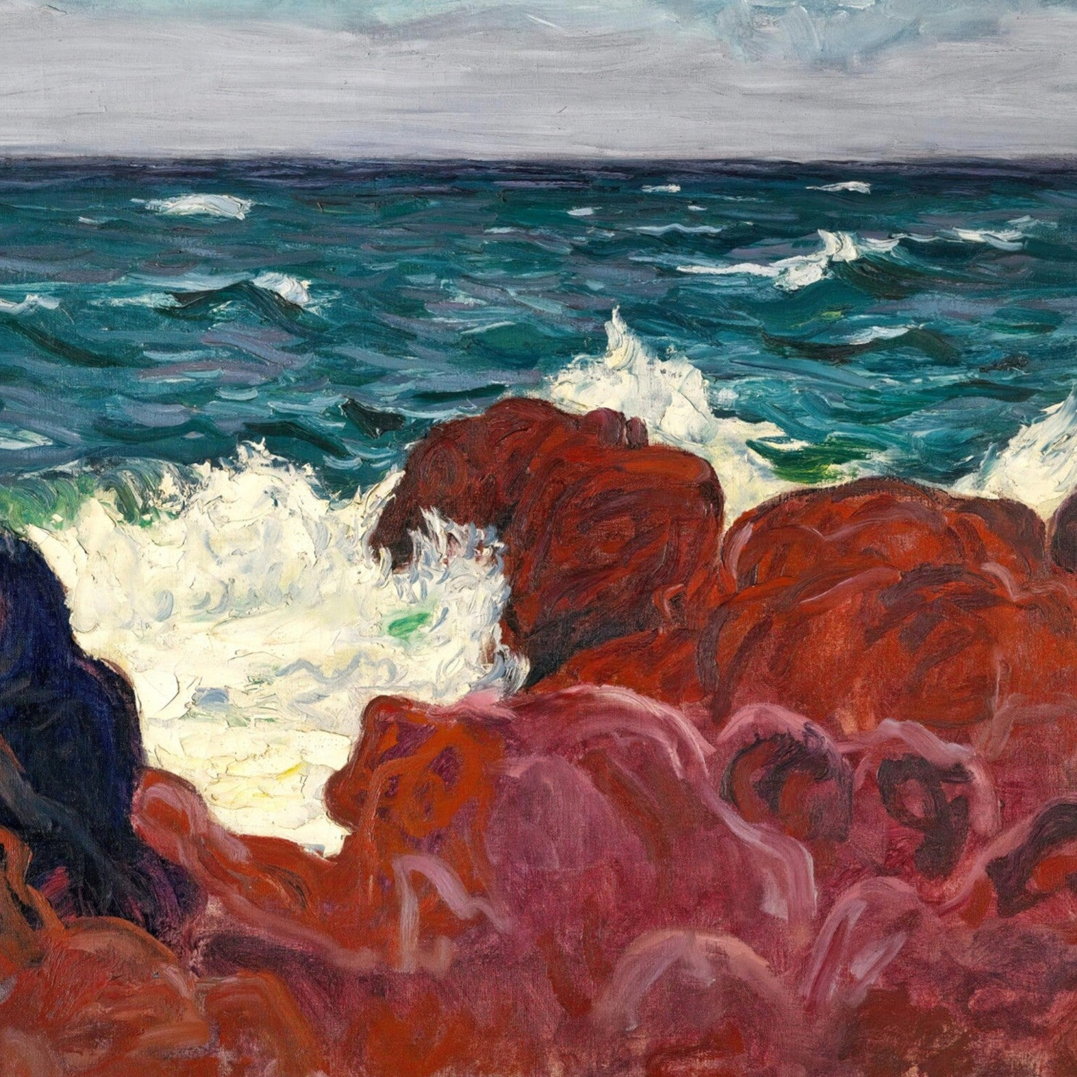 Red Rocks and Sea by Roderic O’Conor, Irish Post-Impressionist coastal landscape Collector’s Edition art print