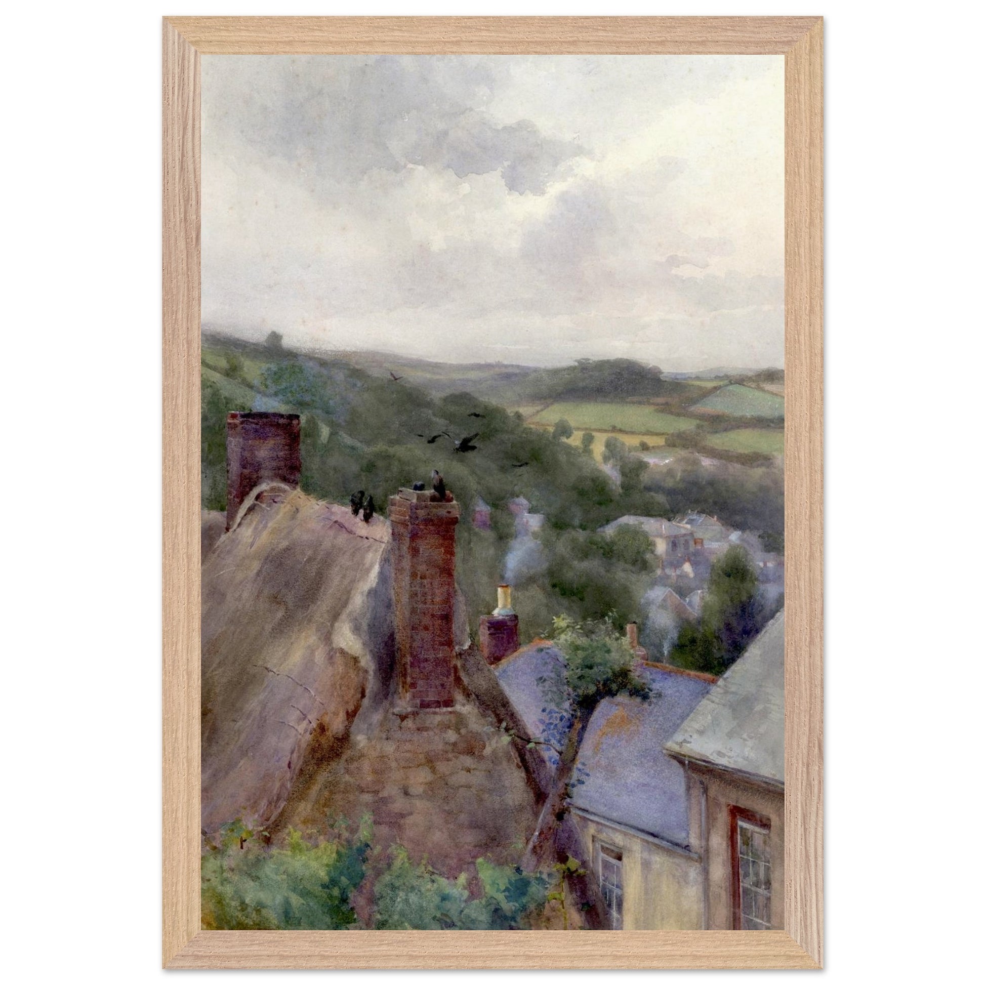 Rooftops, Thomastown, Kilkenny by Mildred Anne Butler Collector’s Edition print framed in natural oak