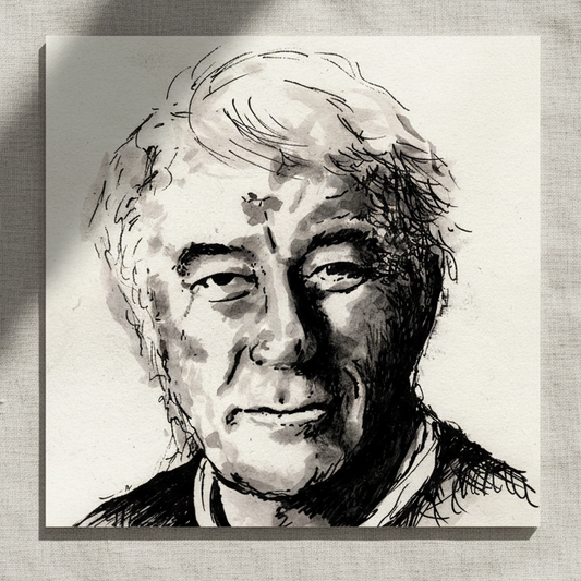Seamus Heaney portrait The Squat Pen by Irish artist Ó Maoláin, unframed archival art print, pen and ink literary artwork