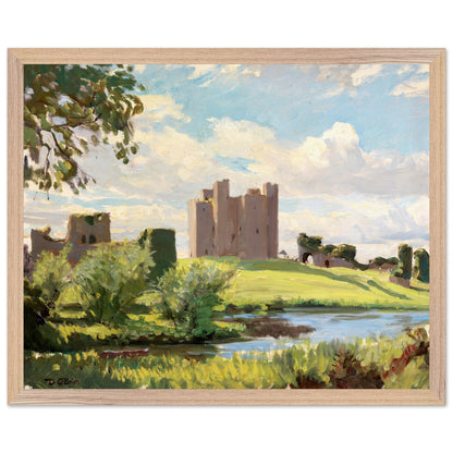 Trim Castle (1938) by Dermod O’Brien in natural wood gallery frame, Irish landscape Collector’s Edition art print, 40×50 cm