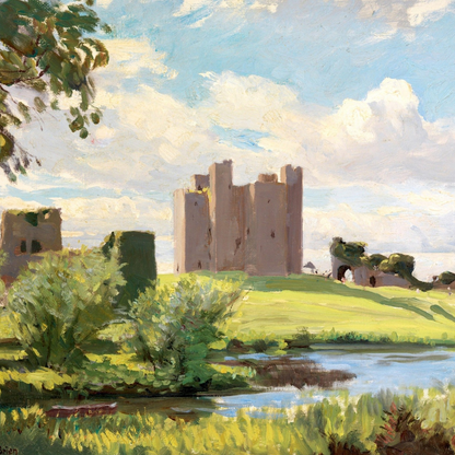 Trim Castle (1938) by Dermod O’Brien, Irish landscape art print depicting the historic castle in County Meath